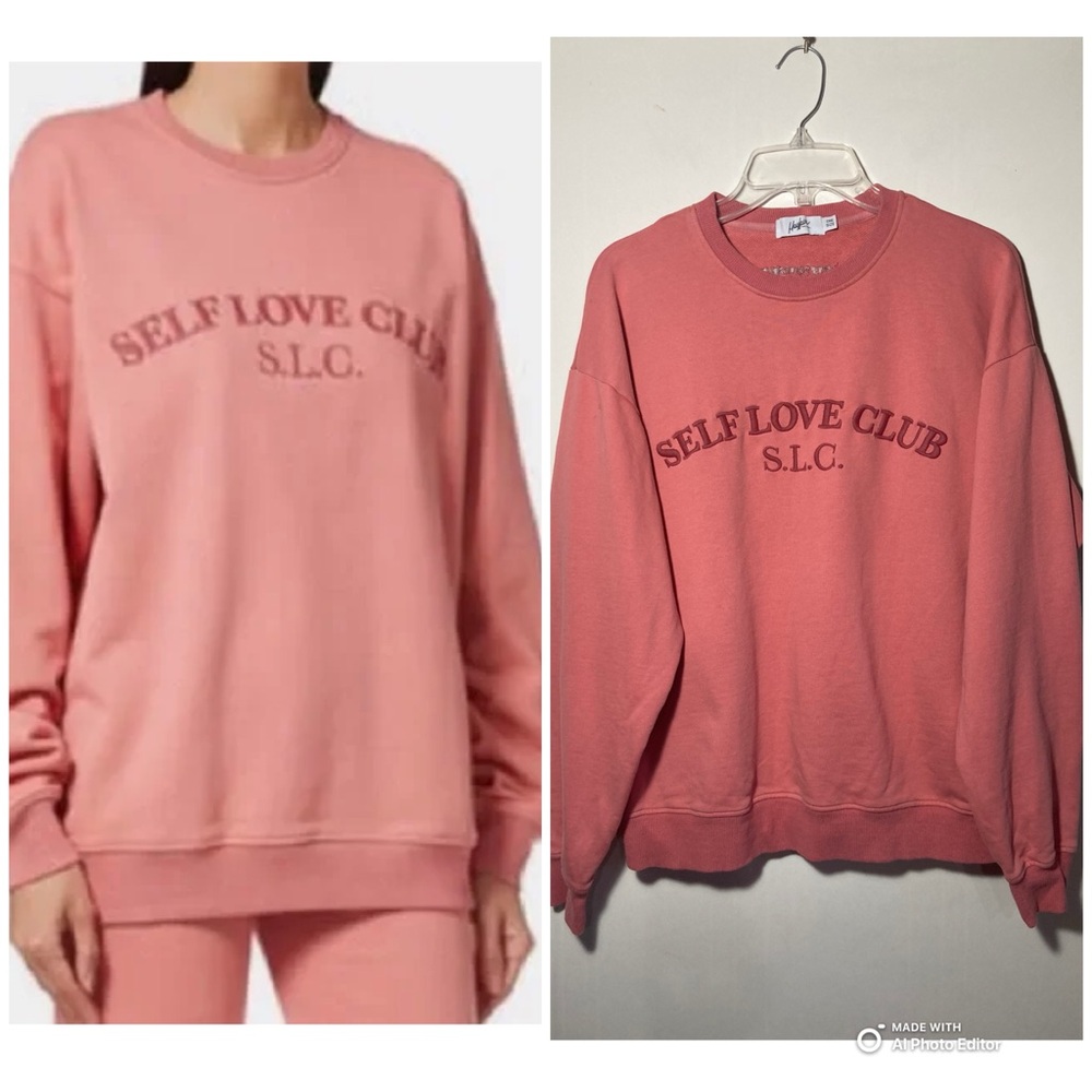 Mayfair The Label - Self Love Club CrewNeck Sweatshirt Ribbed Hem Cuffs One Size